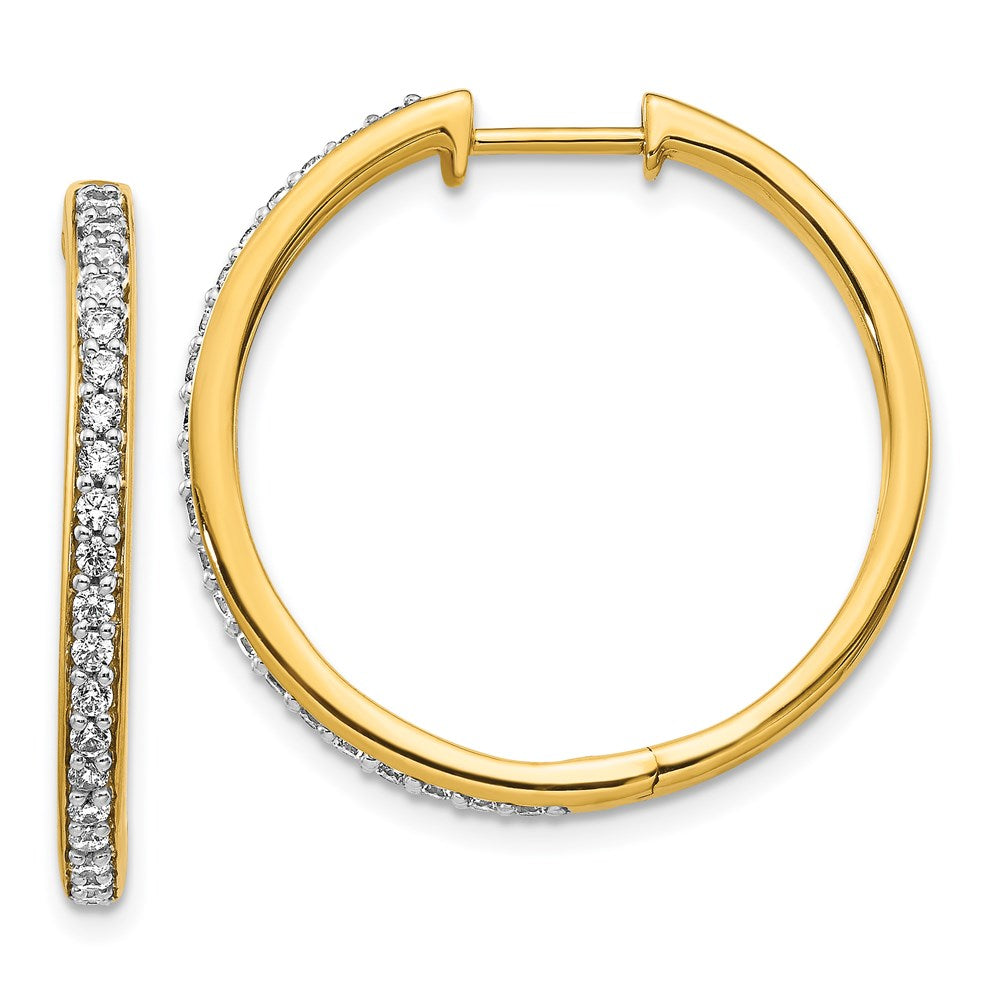 14k Yellow Gold Real Diamond Hinged Hoop Earrings EM4266-050-YA
