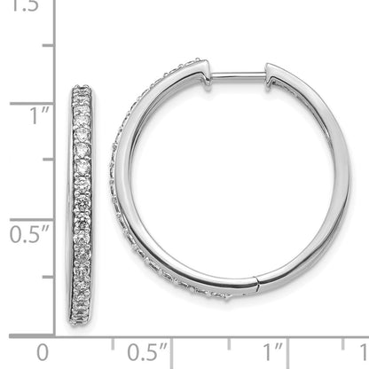 Solid 14k White Gold Simulated CZ Hoop Earrings