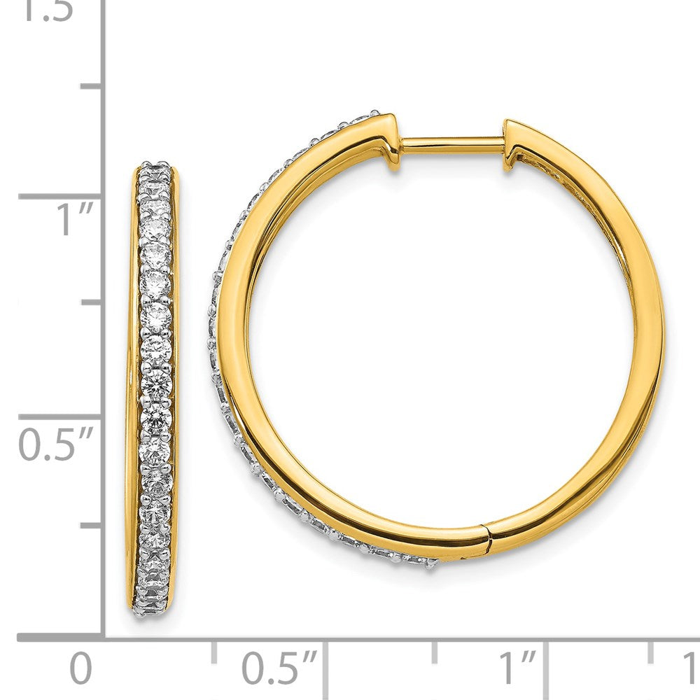 Solid 14k Yellow Gold Simulated CZ Hoop Earrings