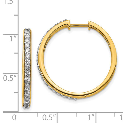 Solid 14k Yellow Gold Simulated CZ Hoop Earrings