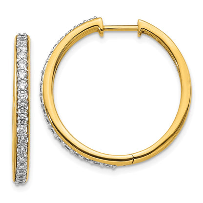 Solid 14k Yellow Gold Simulated CZ Hoop Earrings