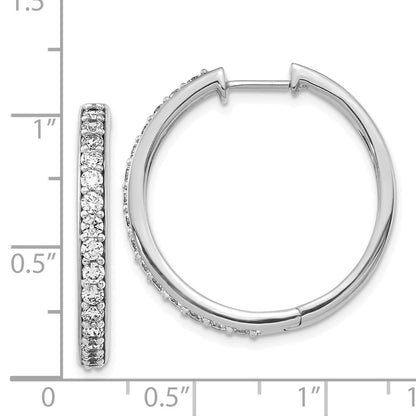 Solid 14k White Gold Simulated CZ Hoop Earrings