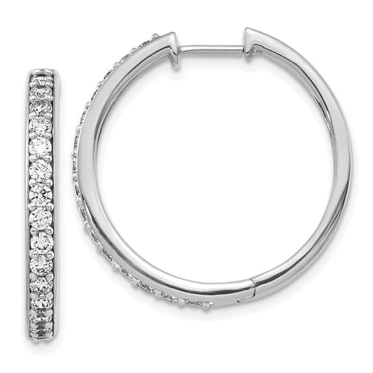 14k White Gold Real Diamond Hoop Earrings EM4266-100-WA