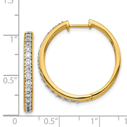 Solid 14k Yellow Gold Simulated CZ Hoop Earrings