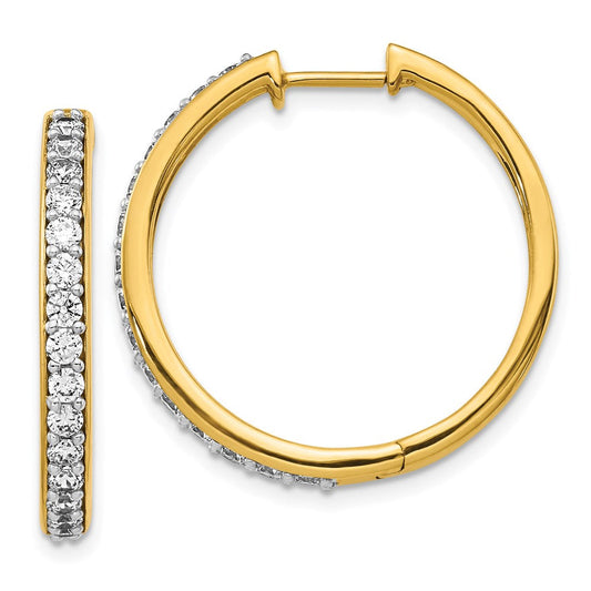 14k Yellow Gold Real Diamond Hoop Earrings EM4266-100-YA