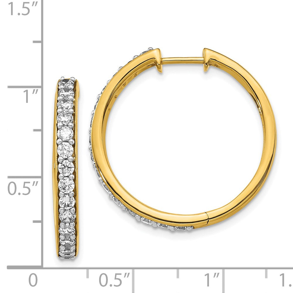 Solid 14k Yellow Gold Simulated CZ Hoop Earrings