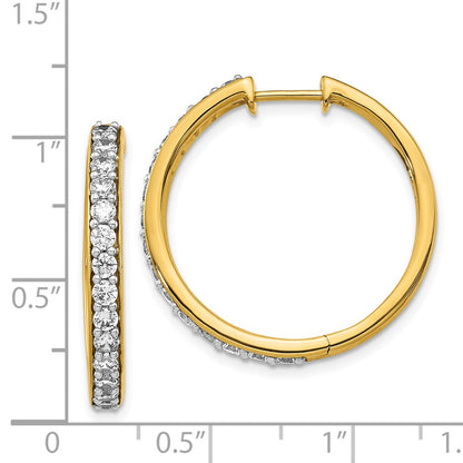 Solid 14k Yellow Gold Simulated CZ Hoop Earrings