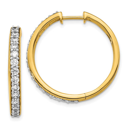 Solid 14k Yellow Gold Simulated CZ Hoop Earrings