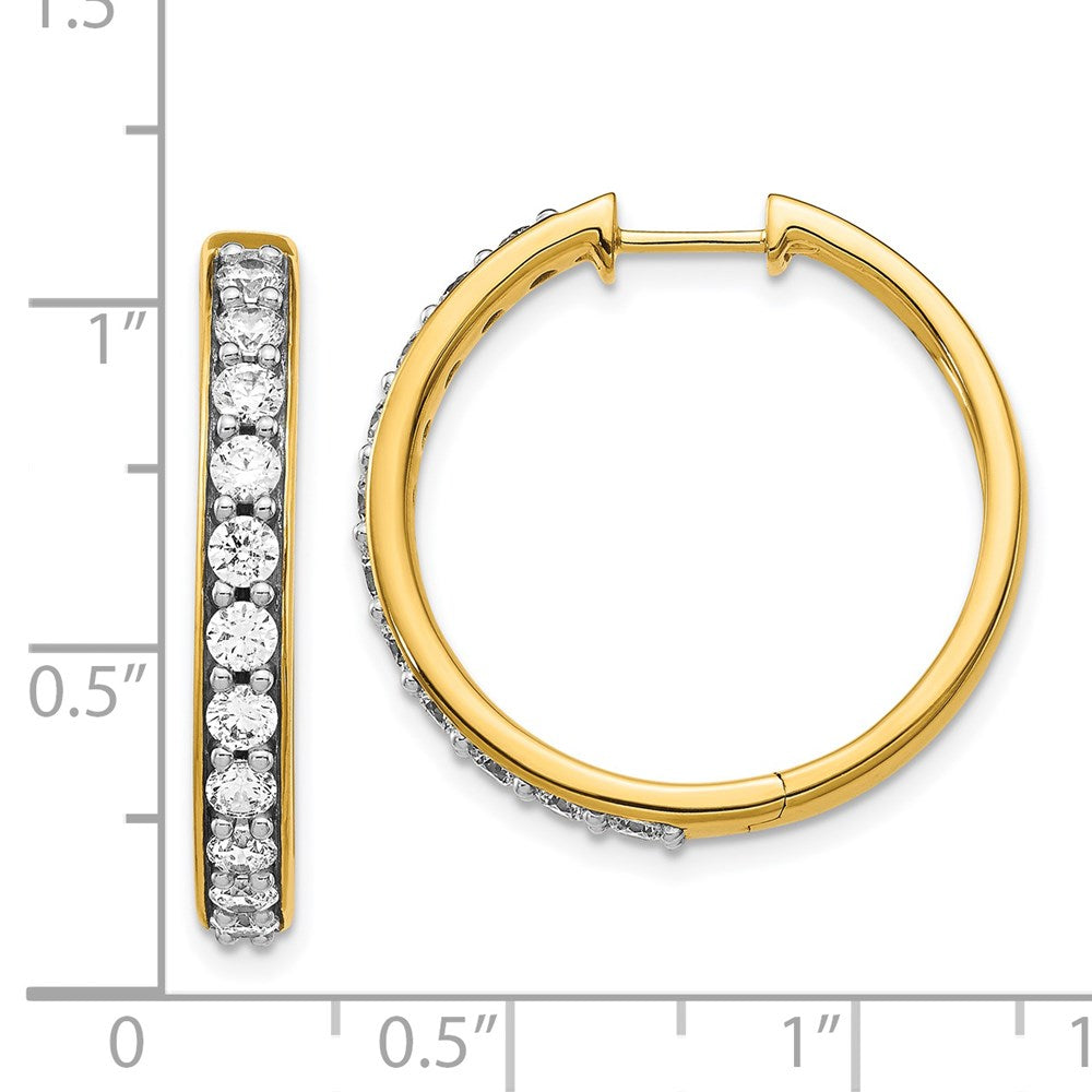 Solid 14k Yellow Gold Simulated CZ Hoop Earrings