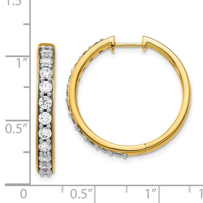 Solid 14k Yellow Gold Simulated CZ Hoop Earrings