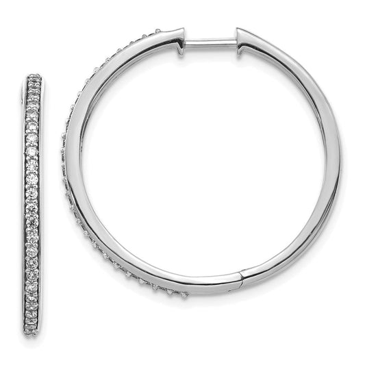 14k White Gold Real Diamond Hinged Hoop Earrings EM4267-050-WA