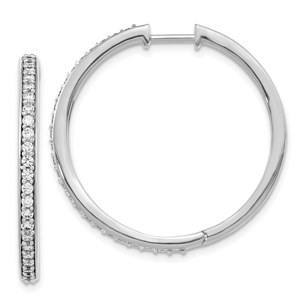 14k White Gold Real Diamond Hinged Hoop Earrings EM4267-075-WA