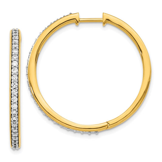 14k Yellow Gold Real Diamond Hinged Hoop Earrings EM4267-075-YA