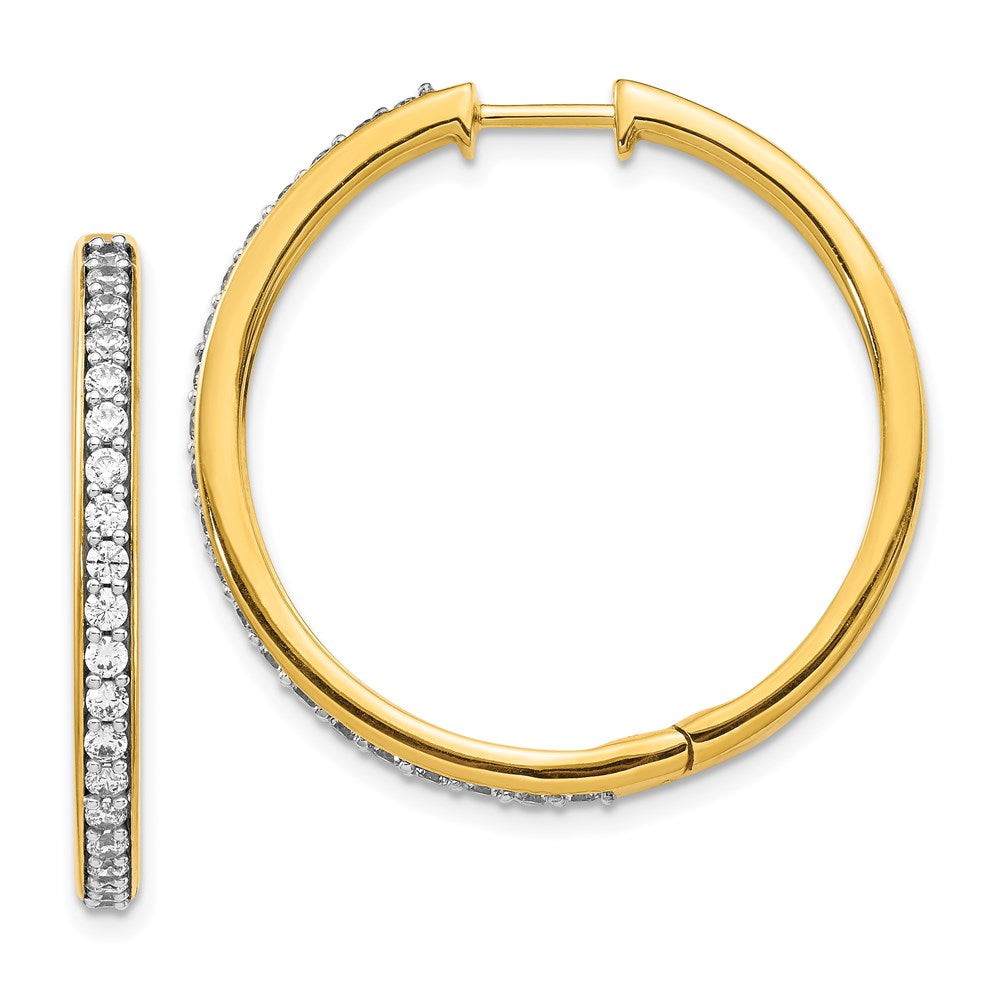 14k Yellow Gold Real Diamond Hinged Hoop Earrings EM4267-100-YA