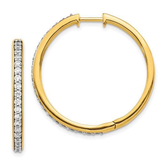 14k Yellow Gold Real Diamond Hinged Hoop Earrings EM4267-100-YA