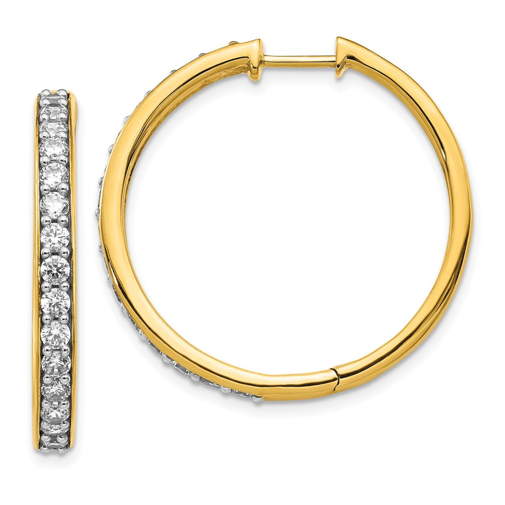 14k Yellow Gold Real Diamond Hinged Hoop Earrings EM4267-150-YA