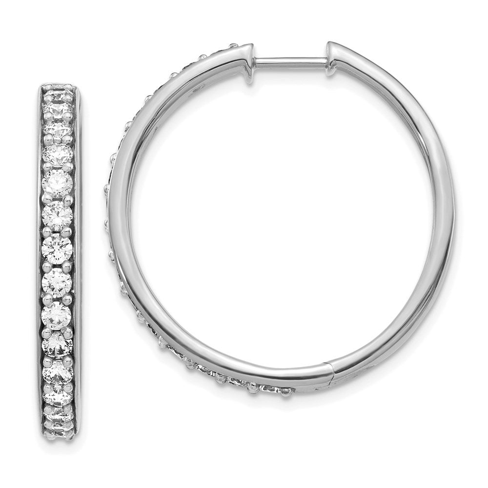 14k White Gold Real Diamond Hinged Hoop Earrings EM4267-200-WA