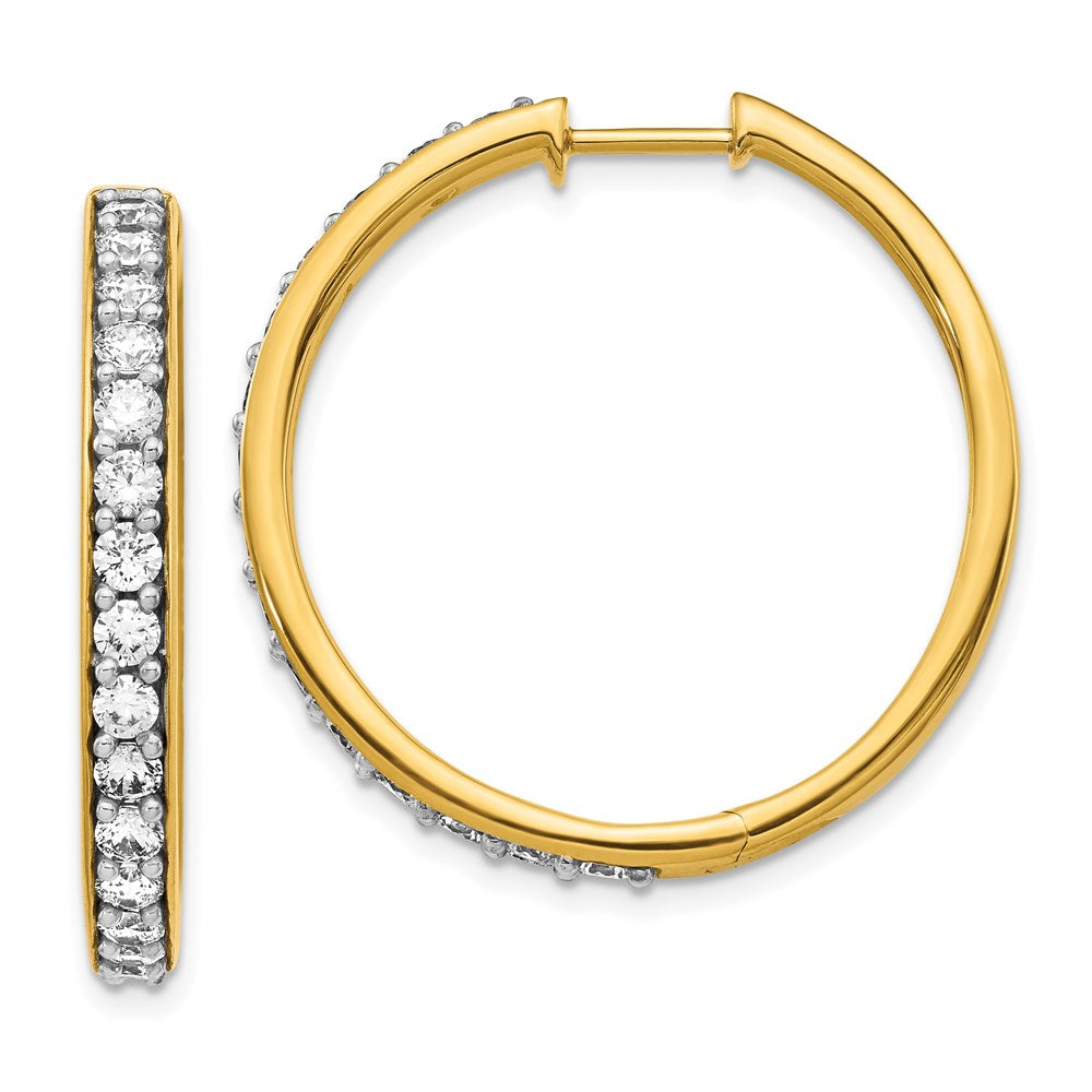 14k Yellow Gold Real Diamond Hinged Hoop Earrings EM4267-200-YA