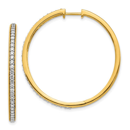 14k Yellow Gold Real Diamond Hinged Hoop Earrings EM4268-075-YA