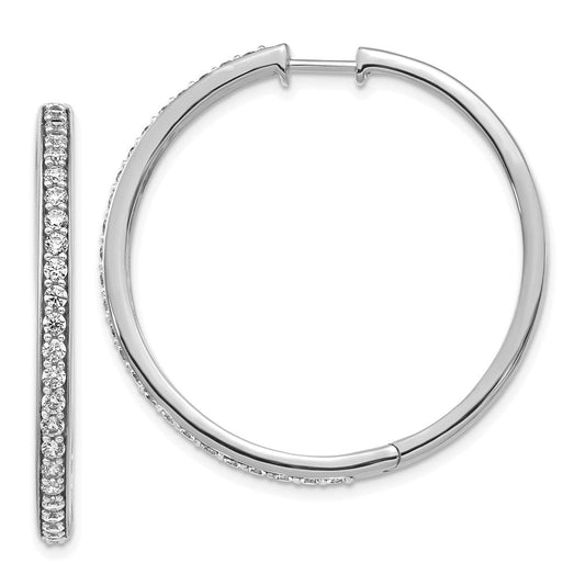 14k White Gold Real Diamond Hinged Hoop Earrings EM4268-125-WA