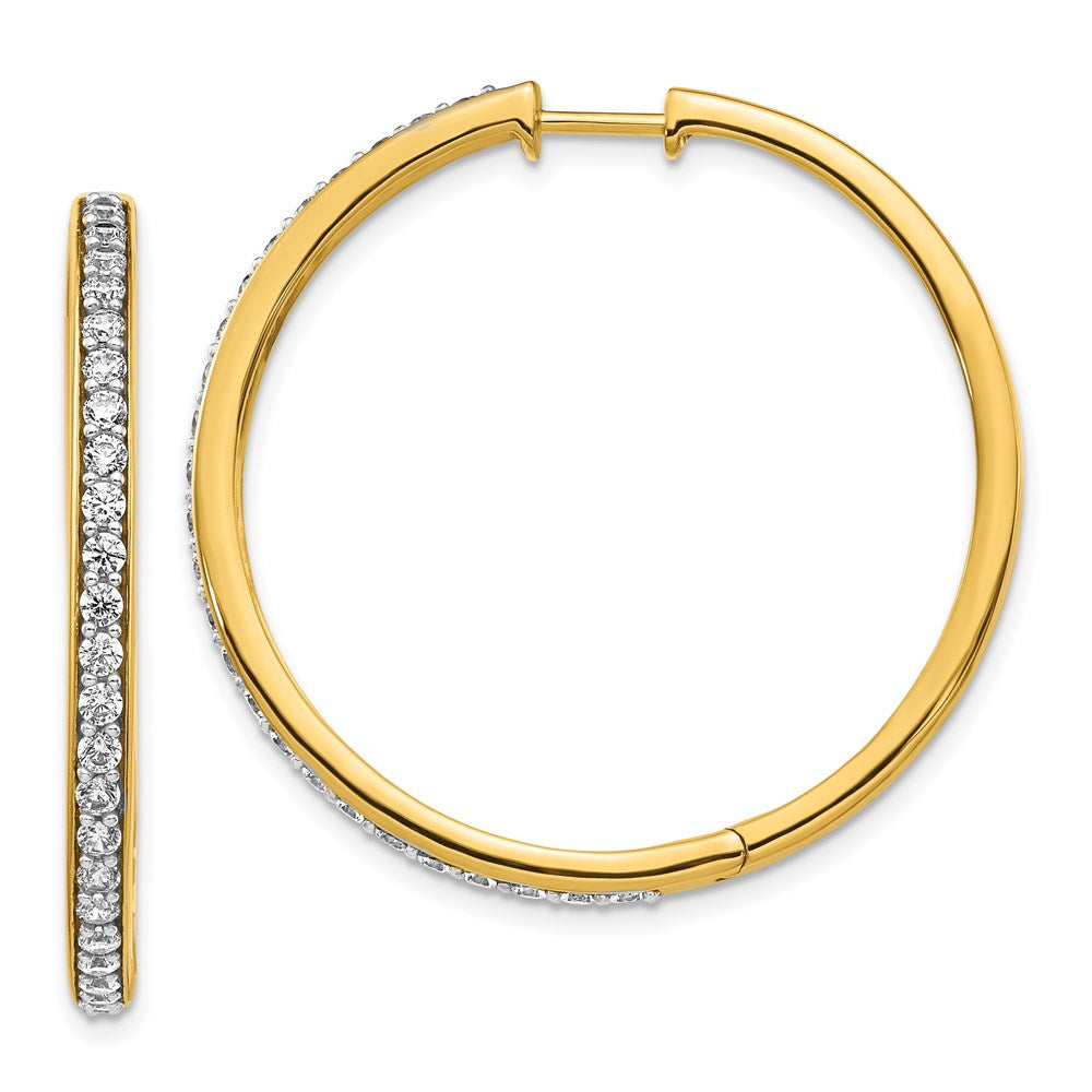 14k Yellow Gold Real Diamond Hinged Hoop Earrings EM4268-125-YA