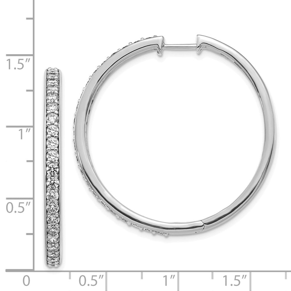 Solid 14k White Gold Simulated CZ Hoop Earrings