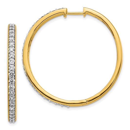 14k Yellow Gold Real Diamond Hoop Earrings EM4268-150-YA