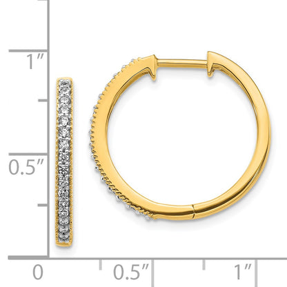 Solid 14k Yellow Gold Simulated CZ Milgrain Hinged Hoop Earrings