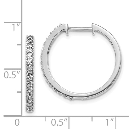 Solid 14k White Gold Simulated CZ Milgrain Hinged Hoop Earrings