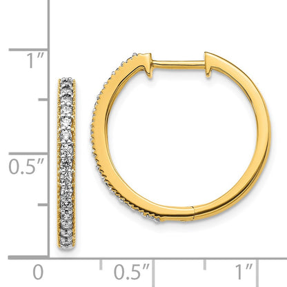 Solid 14k Yellow Gold Simulated CZ Milgrain Hinged Hoop Earrings