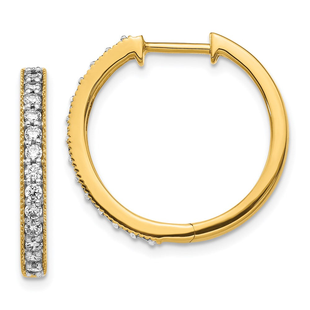 14k Yellow Gold Real Diamond Milgrain Hoop Earrings EM4274-060-YA
