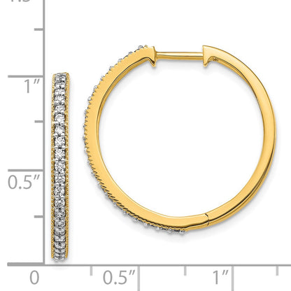 Solid 14k Yellow Gold Simulated CZ Milgrain Hoop Earrings