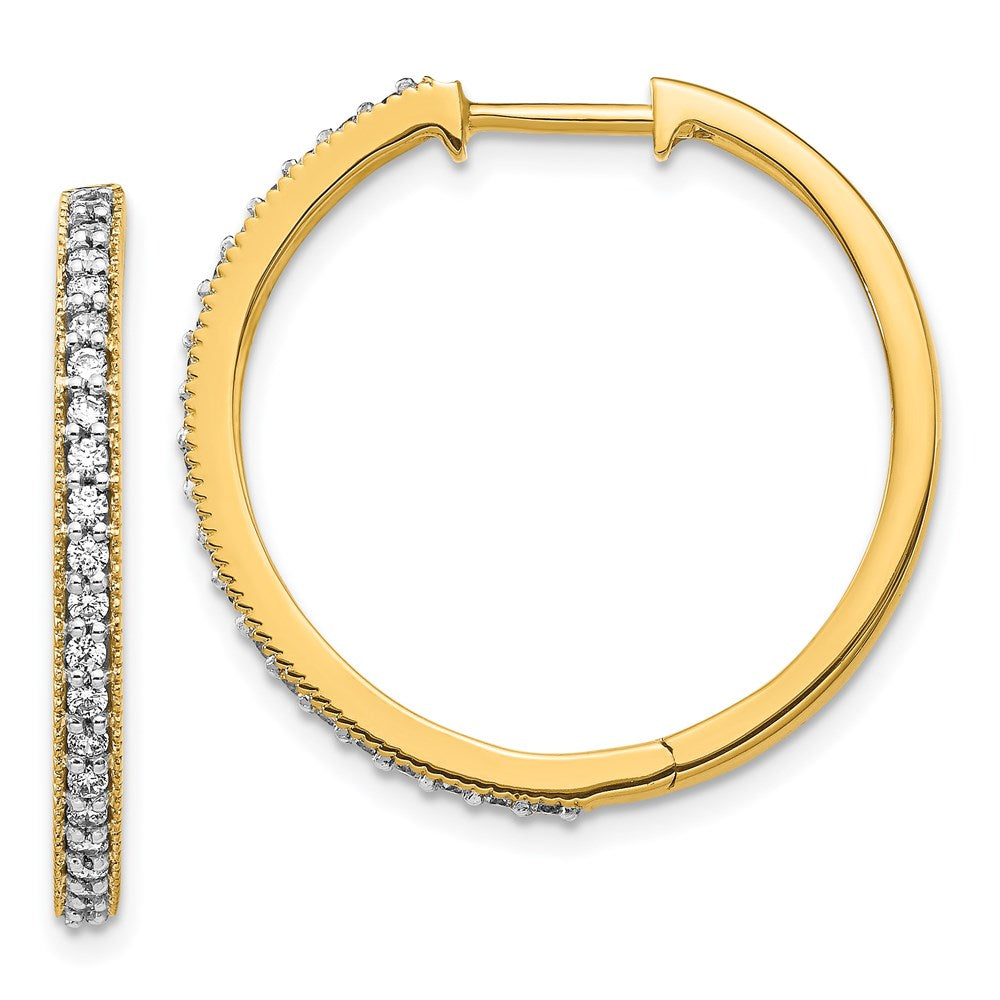 14k Yellow Gold Real Diamond Milgrain Hoop Earrings EM4276-060-YA