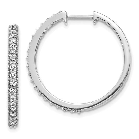 14k White Gold Real Diamond Milgrain Hoop Earrings EM4277-087-WA