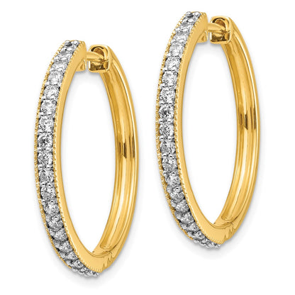 Solid 14k Yellow Gold Simulated CZ Milgrain Hoop Earrings