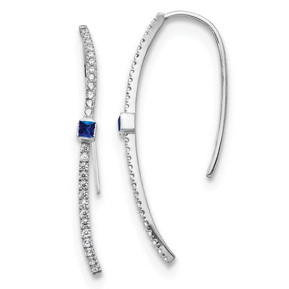 14k White Gold Real Diamond and Sapphire Earrings EM4312-SA-033-WA