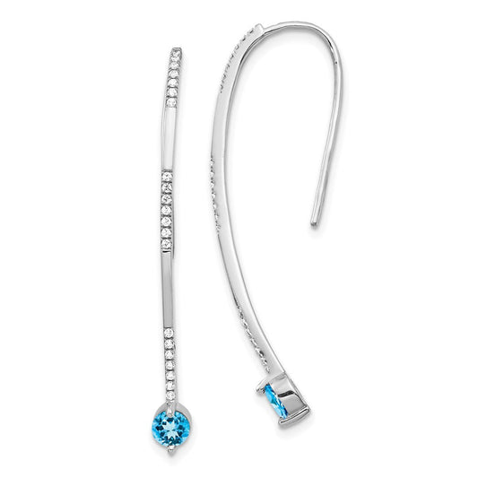 14k White Gold Real Diamond and Blue Topaz Earrings EM4314-BT-020-WA