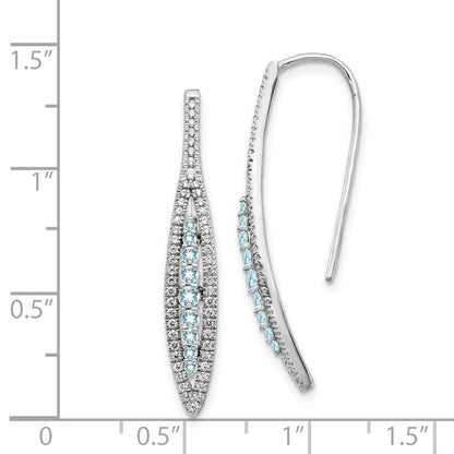 Solid 14k White Gold Simulated CZ and Aquamarine Earrings