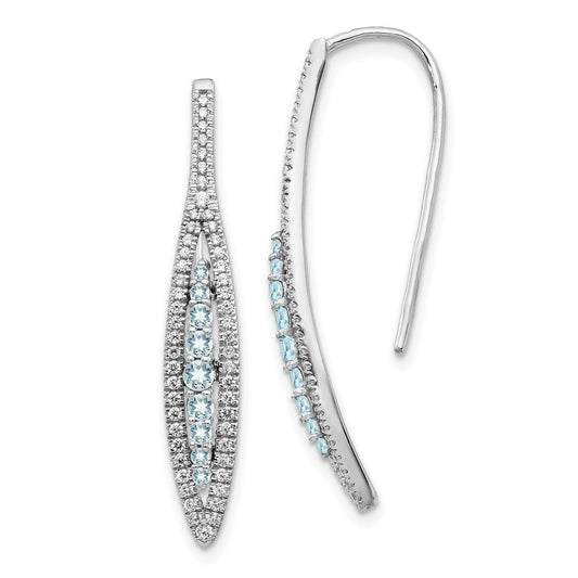 14k White Gold Real Diamond and Aquamarine Earrings EM4316-AQ-050-WA