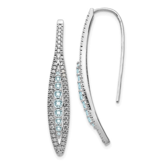 14k White Gold Real Diamond and Aquamarine Earrings EM4316-AQ-075-WA