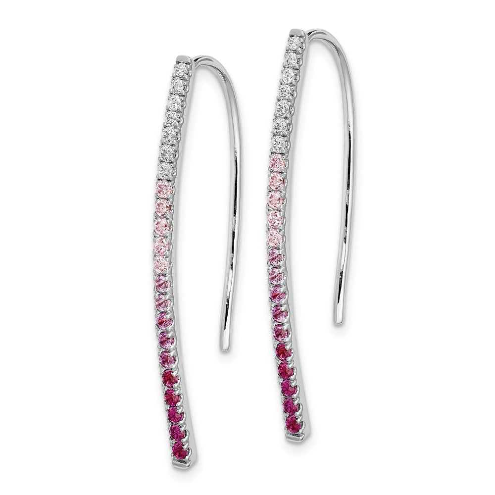 Solid 14k White Gold Simulated CZ and PinK Sapphire Earrings