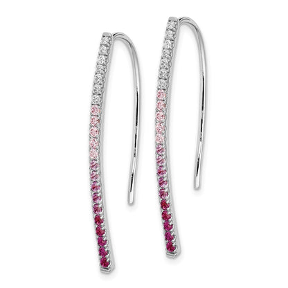 Solid 14k White Gold Simulated CZ and PinK Sapphire Earrings