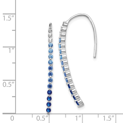 Solid 14k White Gold Simulated CZ and Sapphire Earrings