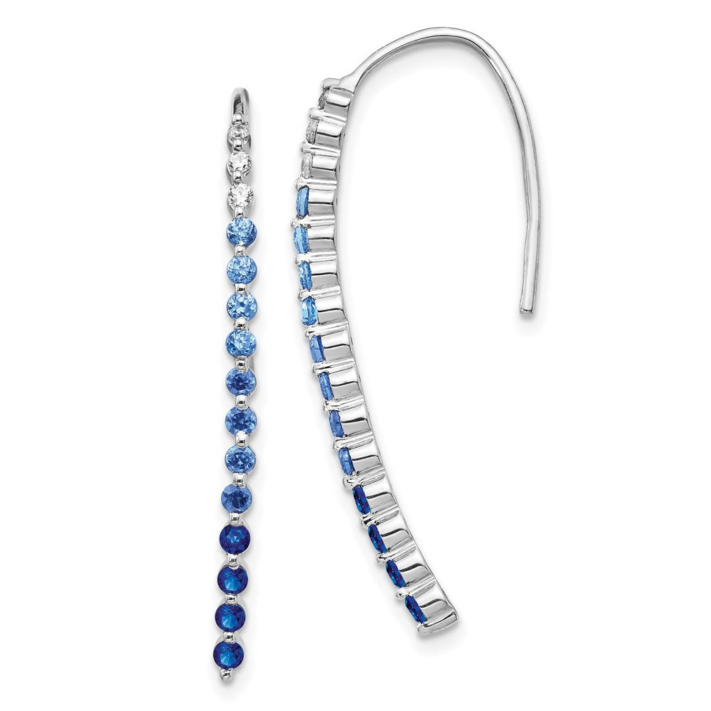 14k White Gold Real Diamond and Sapphire Earrings EM4318-SA-010-WA