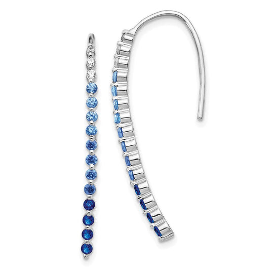 14k White Gold Real Diamond and Sapphire Earrings EM4318-SA-010-WA