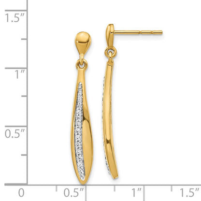 Solid 14k Yellow Gold Simulated CZ Post Earrings