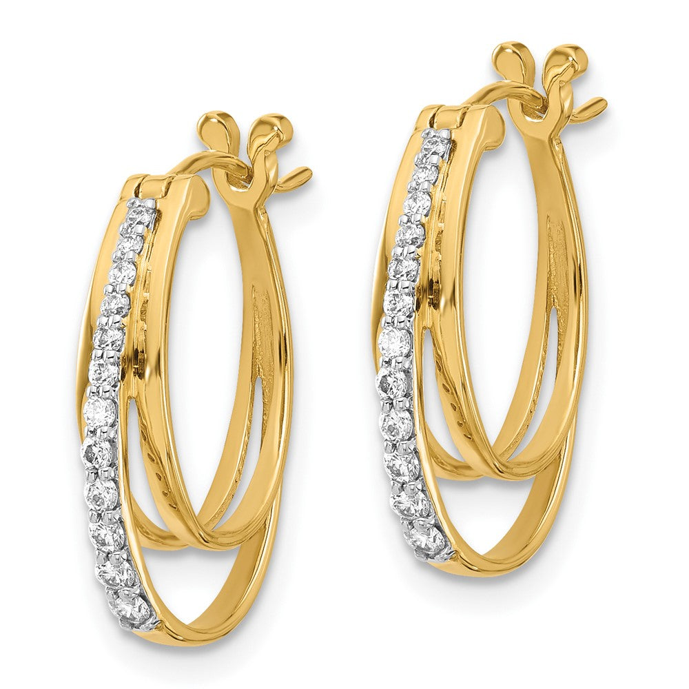 Solid 14k Yellow Gold Simulated CZ Hoop Earrings