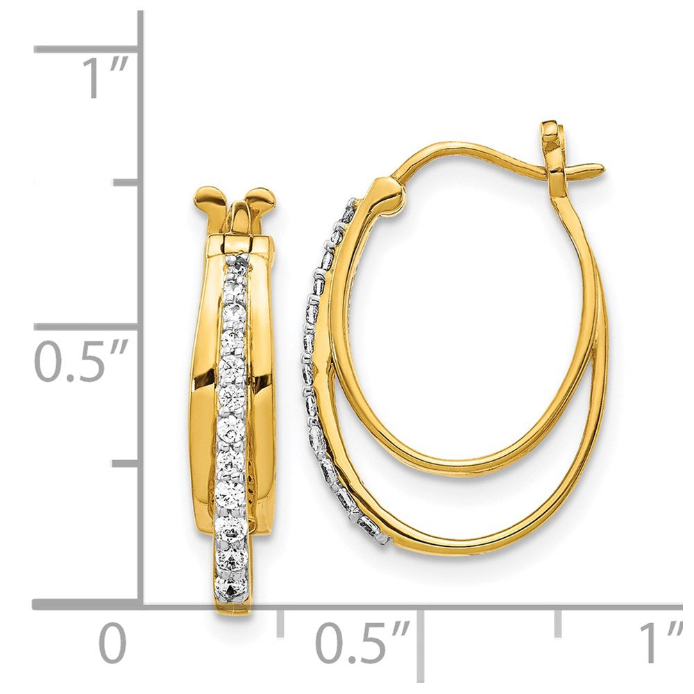 Solid 14k Yellow Gold Simulated CZ Hoop Earrings