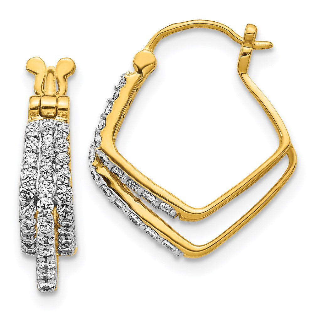 14k Yellow Gold Real Diamond Hoop Earrings EM4344-055-YA