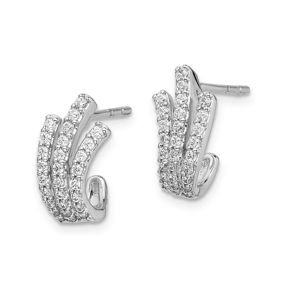Solid 14k White Gold Simulated CZ Post Earrings